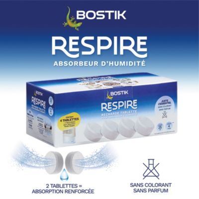 Lot 4 tablettes pour absorbeur d'humidité Respire Bostik 25m²