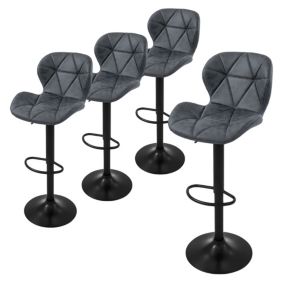 Lot 4 tabourets de bar rembourrées en simili anthracite hauteur réglable 59-79cm