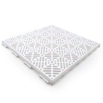Lot 48 dalles auto-ventilées 30x30x1,5cm (4,3m² - Blanc) - Pour sols de piscine, terrasses, gazon synthétique, chenils, débarras