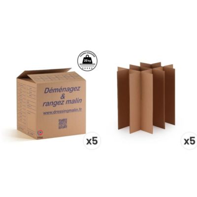 Lot 5 Cartons Bouteilles Déménagement - 12 Emplacements Croisillons - Vin Huile Liquides - Anti-Casse