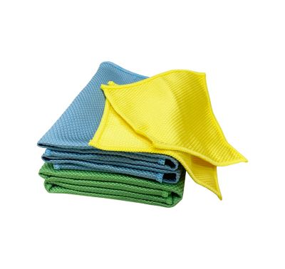 Lot 5 chiffons de nettoyage écaille de poisson GoodHome jaune, vert et bleu L.16 x l.16cm