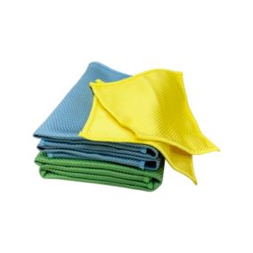 Lot 5 chiffons de nettoyage écaille de poisson GoodHome jaune, vert et bleu L.16 x l.16cm