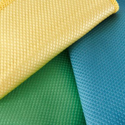 Lot 5 chiffons de nettoyage écaille de poisson GoodHome jaune, vert et bleu L.16 x l.16cm