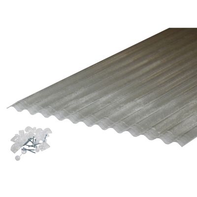 Lot 5 plaques POLYESTER PO 76/18 + 5 kits de fixations Translucide, l.90 cm, L.152cm