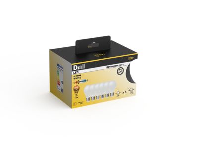 Lot 6 ampoules LED A60 E27 806lm 7.3W = 60W Ø6cm Diall blanc chaud
