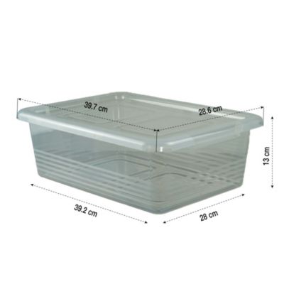 Lot De 6 Boîtes De Rangement Plastique Transparentes Avec Couvercles 28x19x15 Cm - Empilables, Poignées - Pour Cuisine, Frigo - 6
