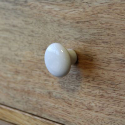 Lot 6 boutons de meuble arrondi Porcelaine Vras GoodHome blanc Ø3.2 cm
