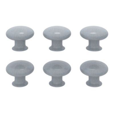 Lot 6 boutons de meuble GoodHome Porcelaine Vras gris Ø3.2cm x p.2.5cm