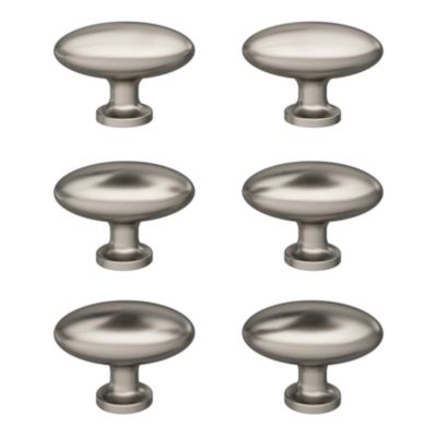 Lot 6 boutons de meuble ovale GoodHome Govlin effet satin gris Ø3 cm x l.2 cm x H.2 cm