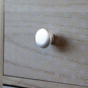 Lot 6 boutons de meuble Plastic blanc Ø3.2cm x p.2.1cm
