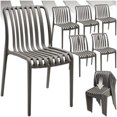 Lot 6 chaises de jardin résistantes intempéries empilables anthracite