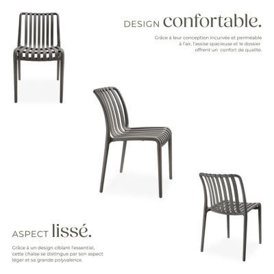 Lot 6 chaises de jardin résistantes intempéries empilables anthracite