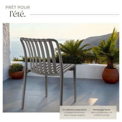 Lot 6 chaises de jardin résistantes intempéries empilables anthracite