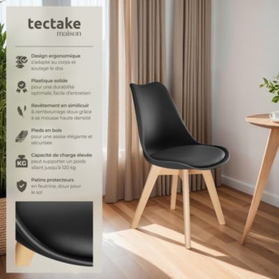 Lot De 6 Chaises Médiévales Nordiques En Hêtre Noir Rembourrées - Salle à Manger - 82x47x82 Cm