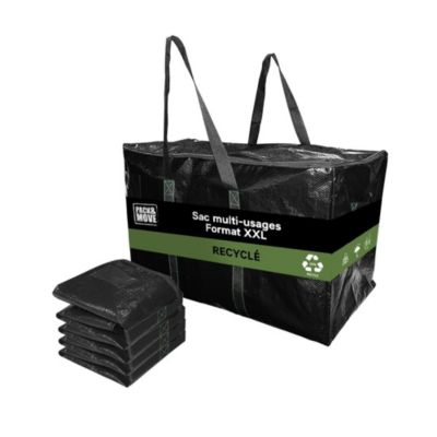 Lot 6 Grands Sacs Déménagement Recyclé - Rangement Et Transport Ultra Résistant - Réutilisable - Poignées Solides - 100L