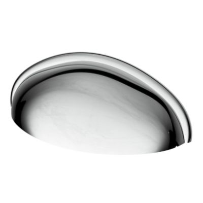 Lot 6 poignées de meuble demi-ronde GoodHome Armel effet chromé gris l.79mm x l.28mm x H. 26mm entraxe 64mm