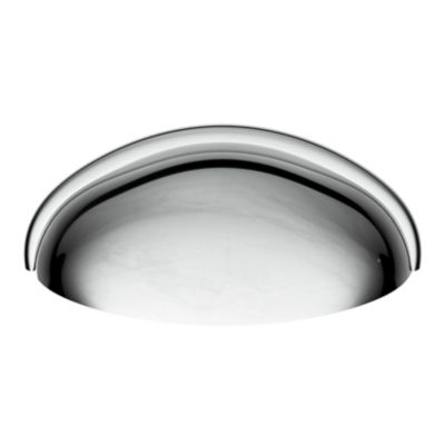 Lot 6 poignées de meuble demi-ronde GoodHome Armel effet chromé gris l.79mm x l.28mm x H. 26mm entraxe 64mm