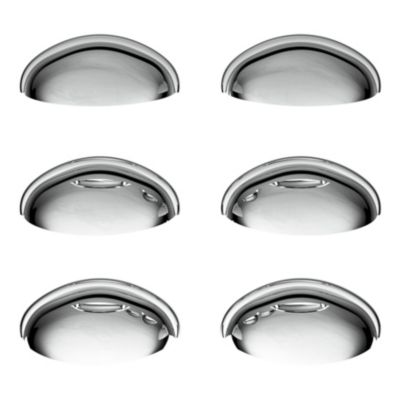 Lot 6 poignées de meuble demi-ronde GoodHome Armel effet chromé gris l.79mm x l.28mm x H. 26mm entraxe 64mm