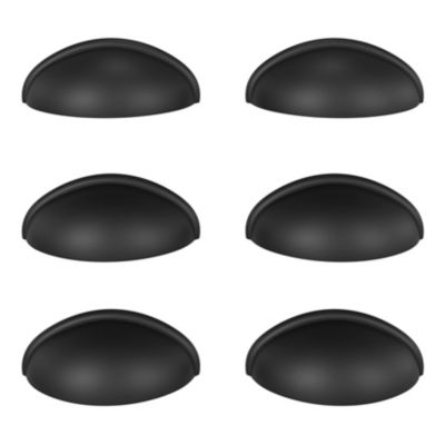 Lot 6 poignées de meuble demi-ronde GoodHome Armel mat noir l.79mm x l.28mm x H. 26mm entraxe 64mm