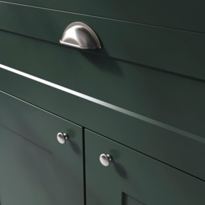 Lot 6 poignées de meuble demi-ronde GoodHome Govlin effet nickel satin gris l.81mm x l.30mm x H. 30mm entraxe 64mm