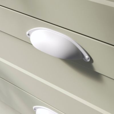 Lot 6 poignées de meuble demi-ronde GoodHome Govlin mat blanc l.81mm x l.30mm x H. 30mm entraxe 64mm