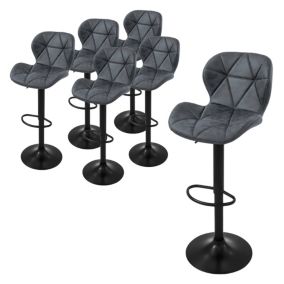 Lot 6 tabourets de bar rembourrées en simili anthracite hauteur réglable 59-79cm