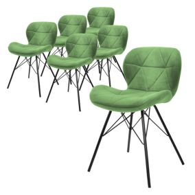 Lot 6x chaises de salle à manger vert sauge moderne velours fauteuil deco salon