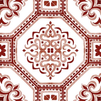 Lot 8 carreaux adhésifs décoratifs Vinyl Way Agadir Dada Art effet carreau de ciment blanc & Bordeaux L.20 x L.20 cm x ep.1,3 mm