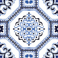 Lot 8 carreaux adhésifs décoratifs Vinyl Way Agadir Dada Art effet carreau de ciment bleu & blanc L.20 x L.20 cm x ep.1,3 mm
