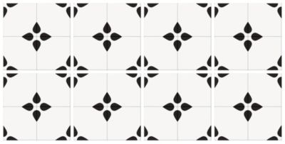 Lot 8 carreaux adhésifs décoratifs Vinyl Way Bruxelles Dada Art effet carreau de ciment noir & blanc L.20 x L.20 cm x ep.1,3 mm