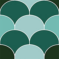 Lot 8 carreaux adhésifs décoratifs Vinyl Way Marrakech Dada Art motif cercle vert L.20 x L.20 cm x ep.1,3 mm