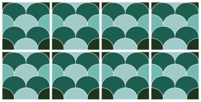 Lot 8 carreaux adhésifs décoratifs Vinyl Way Marrakech Dada Art motif cercle vert L.20 x L.20 cm x ep.1,3 mm