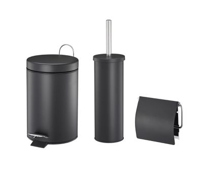 Set de toilette 2 pièces - Poubelle à pédale 3 litres - Brosse WC