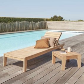 Lot bain de soleil et table basse en teck massif