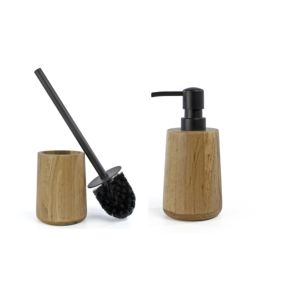 Lot d'accessoires WC DEBLANCH OAK brosse wc bois + distributeur bois