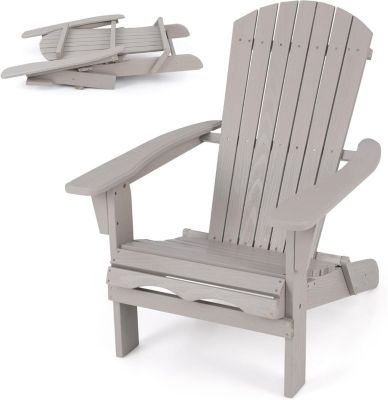 Lot de 1 Chaises Adirondack,Chaise d'Extérieur Pliable avec Cadre Bois Massif,Pour Terrasse,Jardin,Piscine,Gris