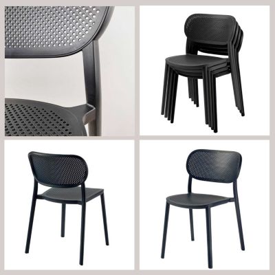 Lot de 1 table ronde120cm et 4 chaises - pied blanc plateau chêne tages - Restootab