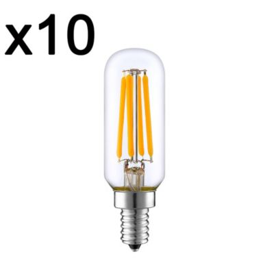 Lot de 10 ampoules filaments LED PLUTON Transparent Verre E14 4W