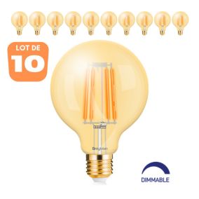 Lot de 10 ampoules LED G95 filaments 6W E27 2200K Dimmables