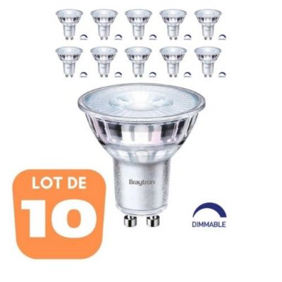 Lot de 10 ampoules LED GU10 5.5W (Eq. 50W) 2700K 38 degrés Dimmable