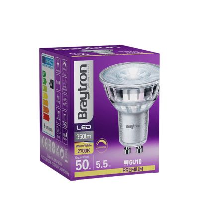 Lot de 10 ampoules LED GU10 5.5W (Eq. 50W) 2700K 38 degrés Dimmable