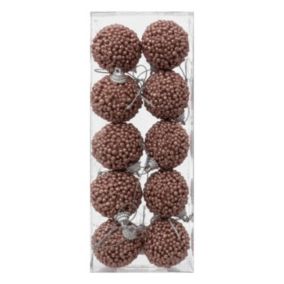 Lot de 10 Boules de Noël "Petites Billes" 4cm Rose