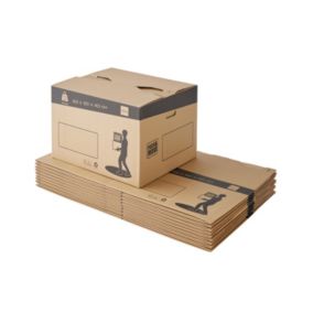 Lot de 10 cartons déménagement sans adhésif avec poignées H. 40 x L. 60 x l. 50 cm, capacité 120 L Pack and Move