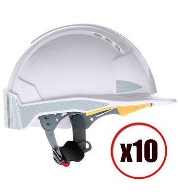 Lot de 10 casques de protection avec ventilation Evolite CR2 Ratchet JSP EN397