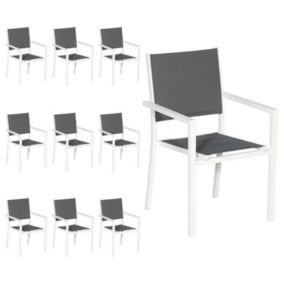 Lot de 10 chaise happy garden en aluminium 90 cm gris oui exterieur