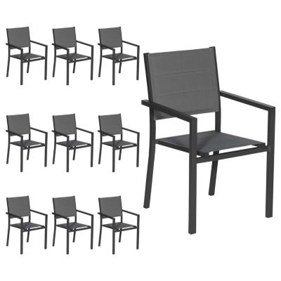 Lot de 10 chaise happy garden en aluminium 90 cm gris oui interieur