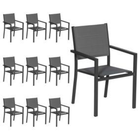 Lot de 10 chaise happy garden en aluminium 90 cm gris oui interieur