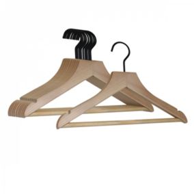 Lot de 10 cintres 32 cm pour vêtements enfant premium avec crochet pivotant à 360 degrés - Bois clair - Vivezen