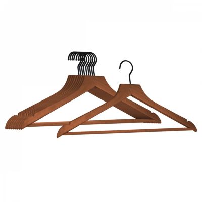 Lot de 10 cintres 44.5 cm pour vêtements adulte premium avec crochet pivotant à 360 degrés - Bois foncé - Vivezen