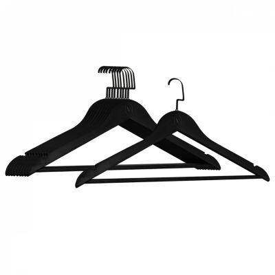 Lot de 10 cintres 44.5 cm pour vêtements adulte premium + avec crochet pivotant à 360 degrés - Noir - Vivezen